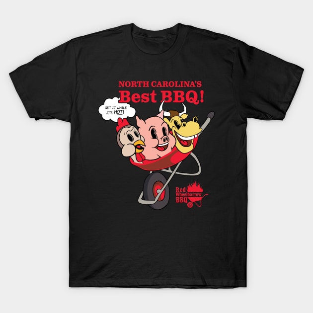 Red Wheelbarrow BBQ - Chicken Pig Cow (Mr. Robot) T-Shirt by Chewbaccadoll